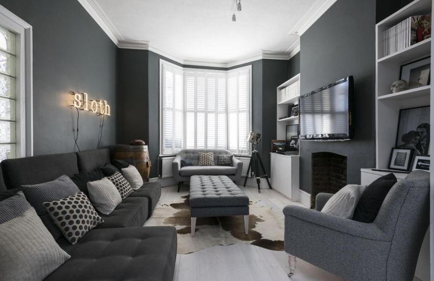 Grey living room Furniture with grey wall