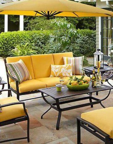 outdoor furniture set with yellow color upholstery