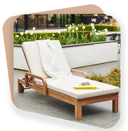 Sun lounger placed on a patio