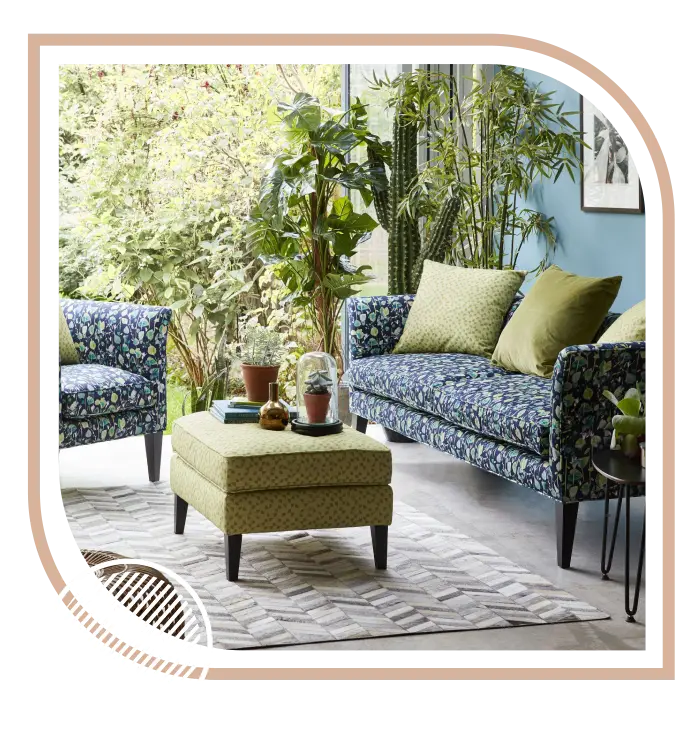 Outdoor sofa with pattern design upholstery