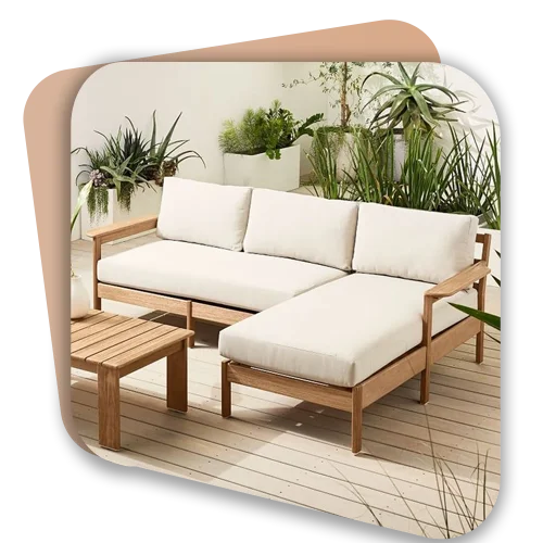 Outdoor wooden sofa