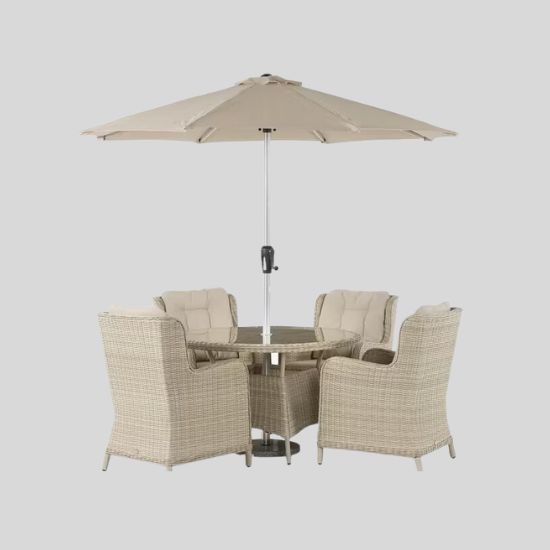 4-Seater Garden Round Dining Table & Chairs Set