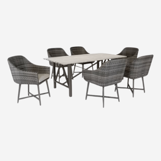 6 Seat Garden Dining Table and Chairs Set