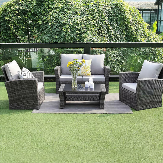 4 Seater Rattan Garden Sofa Set