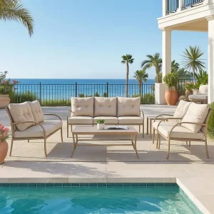 Outdoor Sofa Set 3+2+1+1 with coffee table - cream
