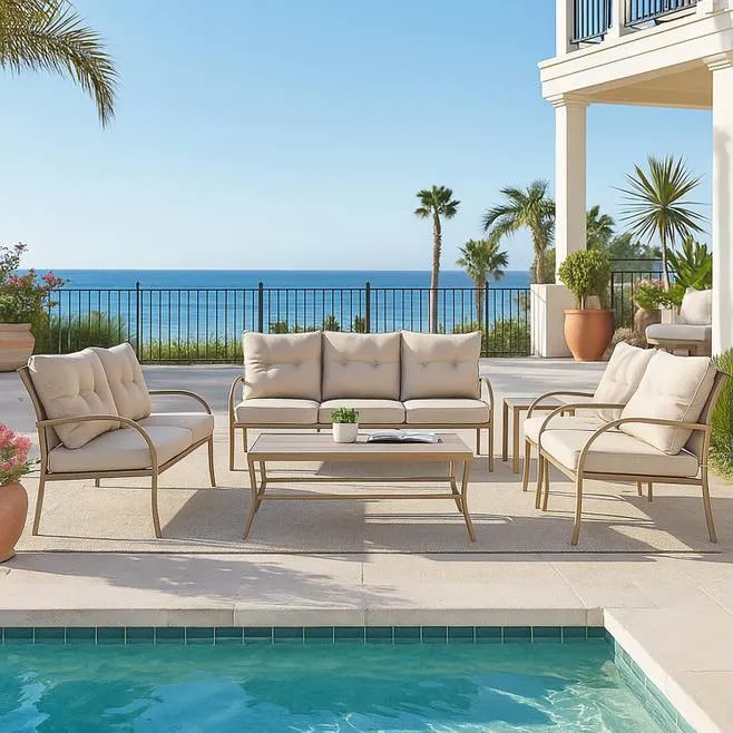 Outdoor Sofa Set 3+2+1+1 with coffee table - cream
