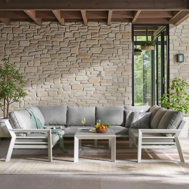 U Shape Corner Outdoor Sofa Set - Beige