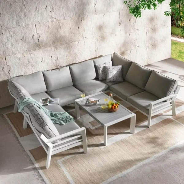 U Shape Corner Outdoor Sofa Set - Beige