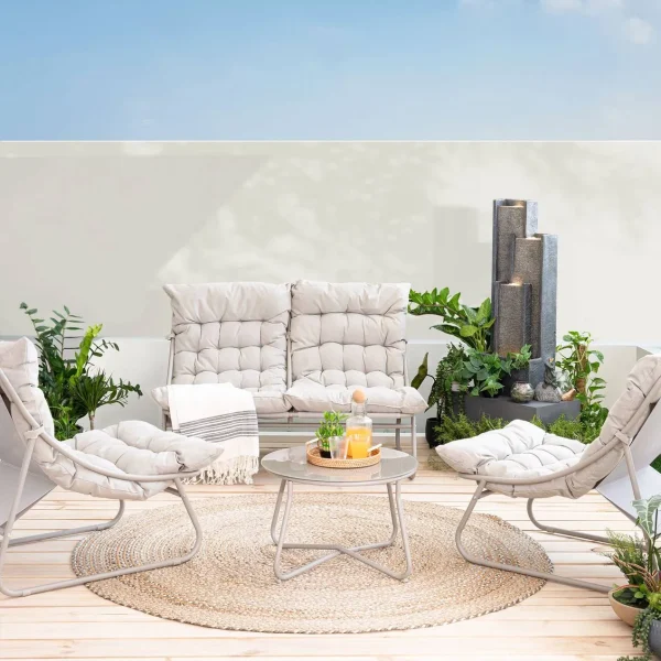 outdoor sofa set 2+1+1+coffee table - cream