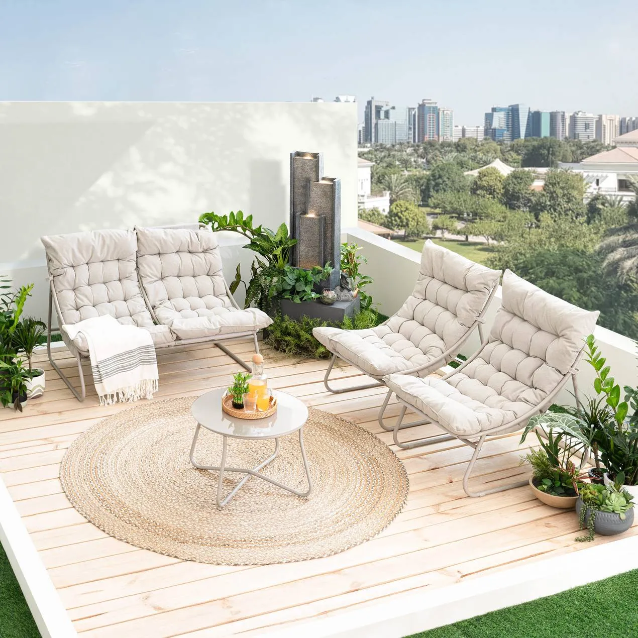 outdoor sofa set 2+1+1+coffee table - cream